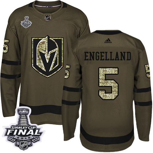 Adidas Golden Knights #5 Deryk Engelland Green Salute to Service 2018 Stanley Cup Final Stitched NHL Jersey - Click Image to Close